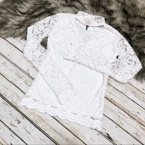 AMBIANCE White Lace Long Sleeve Size Small